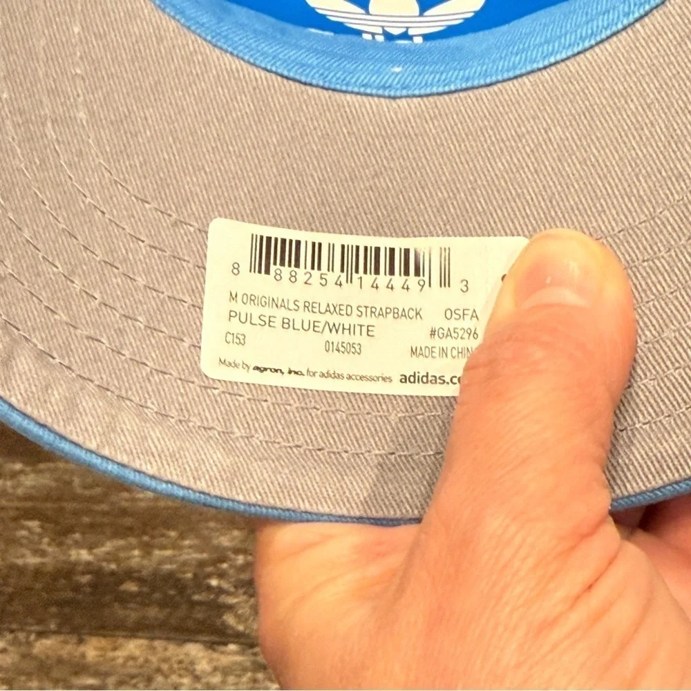 Adidas Originals Hat Relaxed Strapback Pulse Blue White Mens Cap Logo Golf NWT - Picture 9 of 11